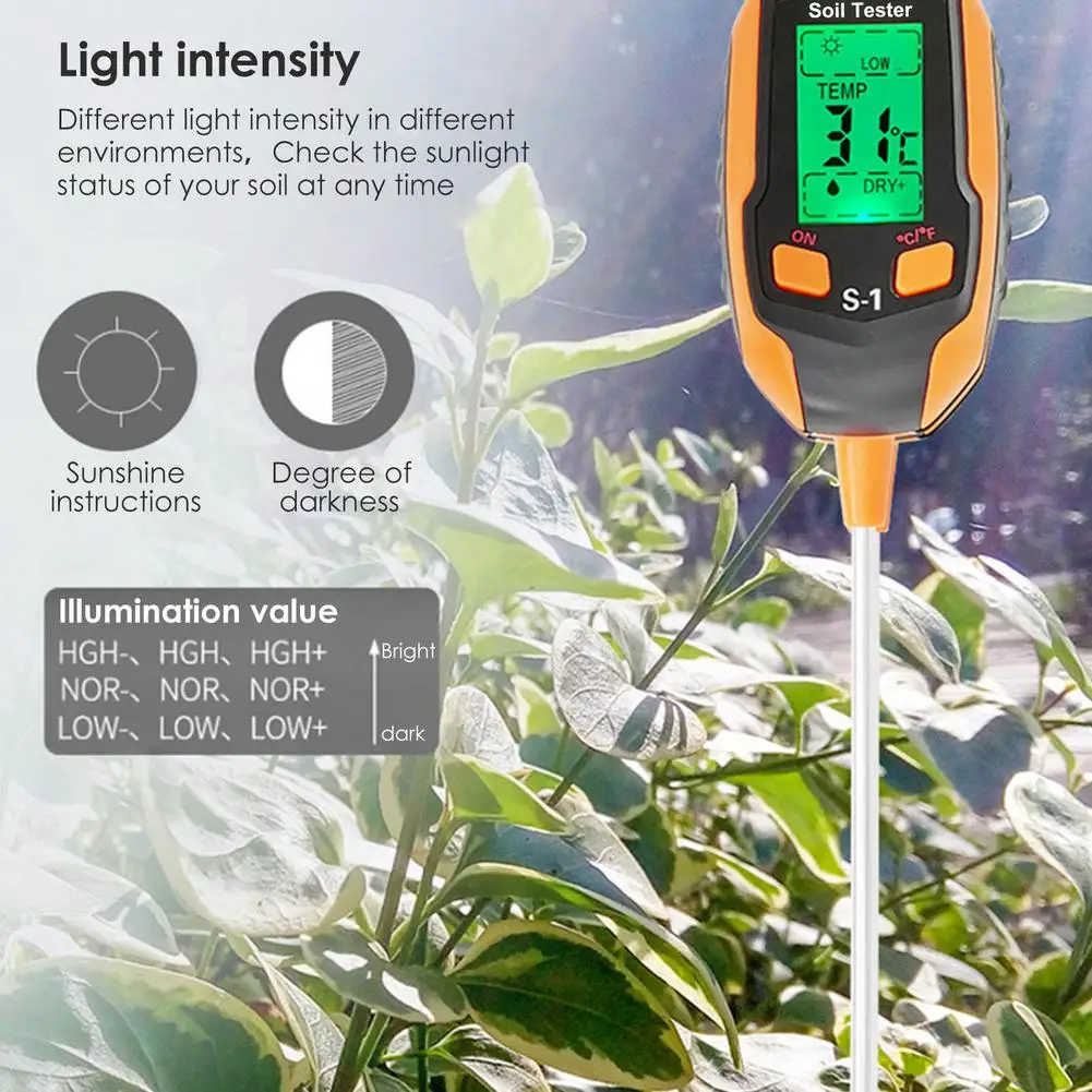 wire feeler gauge Soil pH Tester 4 in 1 PH Light Moisture Acidity Tester Soil Tester Moisture Meter Plant Soil Tester Kit for Flowers sound db meter