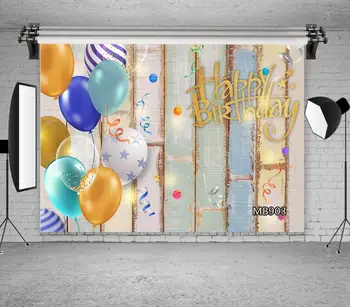 

Happy Birthday Photography Backdrop Colorful balloons Wood Board Background Kids Adult Portraits Photo Backdrop Studio Props
