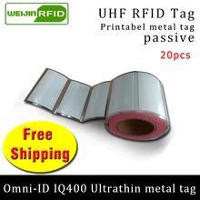 UHF RFID ультратонкий металл метка omni-ID IQ400 915m 868m Impinj M4QT EPC 20 шт печати синтетический пассивный RFID этикетка