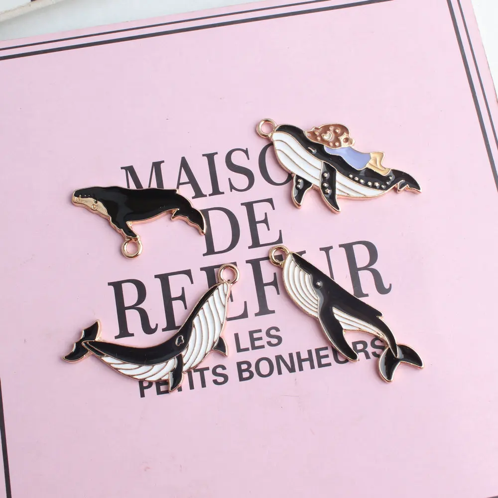 10pcs/lot Sperm Whale Charm Pendants Alloy Metal Enamel Charms For DIY Jewelry Making