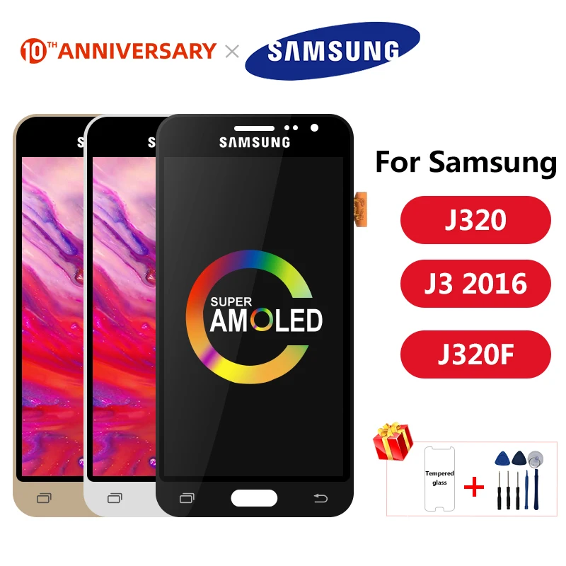 

J320 Super AMOLED For Samsung Galaxy J3 2016 Display J320 J320F J320M J320Y LCD Touch Screen Digitizer Display Assembly Parts
