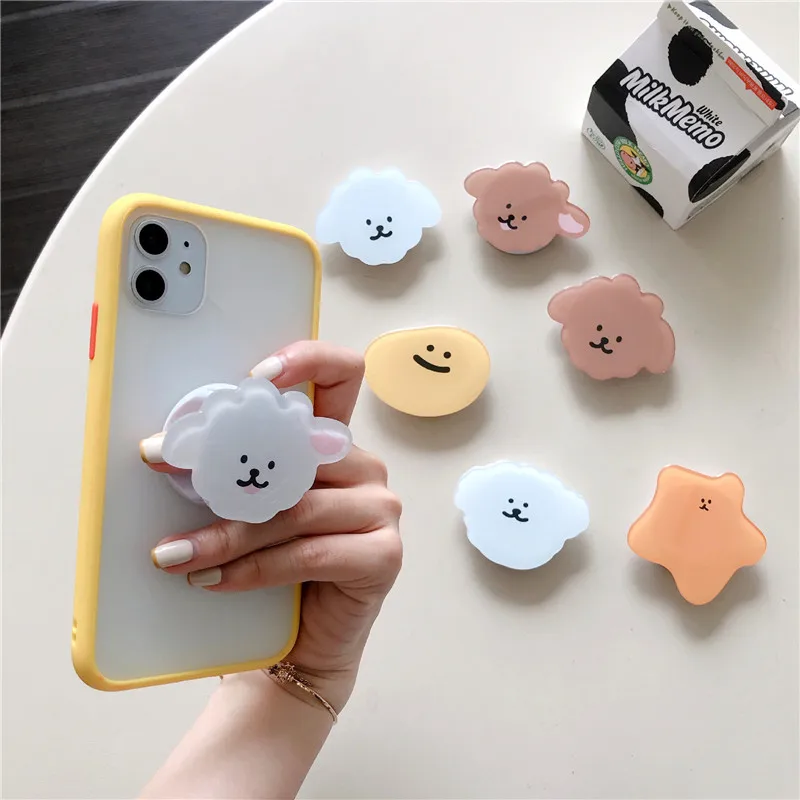 car mount phone holder Cute Bear Puppy Korea Griptok Folding Phone Holder Stand Cartoon Phone Ring Grip tok For iPhone Samsung Huawei Griptok Bracket mobile phone stands for vehicle