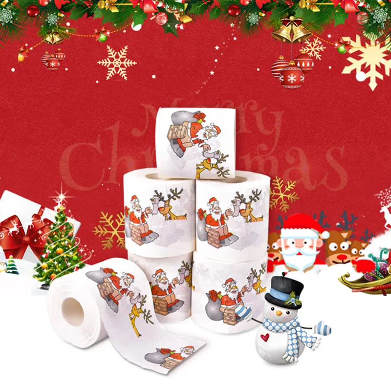 

2020 Santa Claus Print Merry Christmas Roll Paper Snowman Christmas Decorations for Table New Year Home Decor Gifts navidad