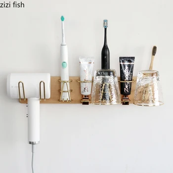 

Copper Hair Dryer Rack Rack Wall-mounted Hair Dryer Rack Dyson Storage Bracket Cup Holder Toothbrush Holder Toothpaste Holder