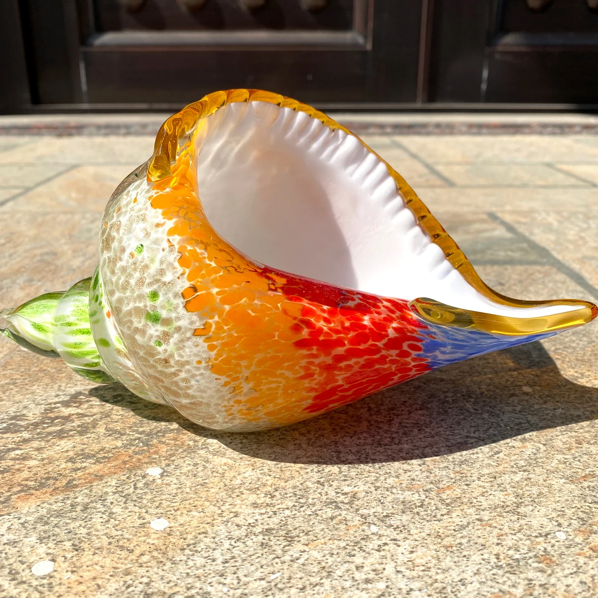 Hand Blown Glass Conch Figurines Handmade Paperweight Glass