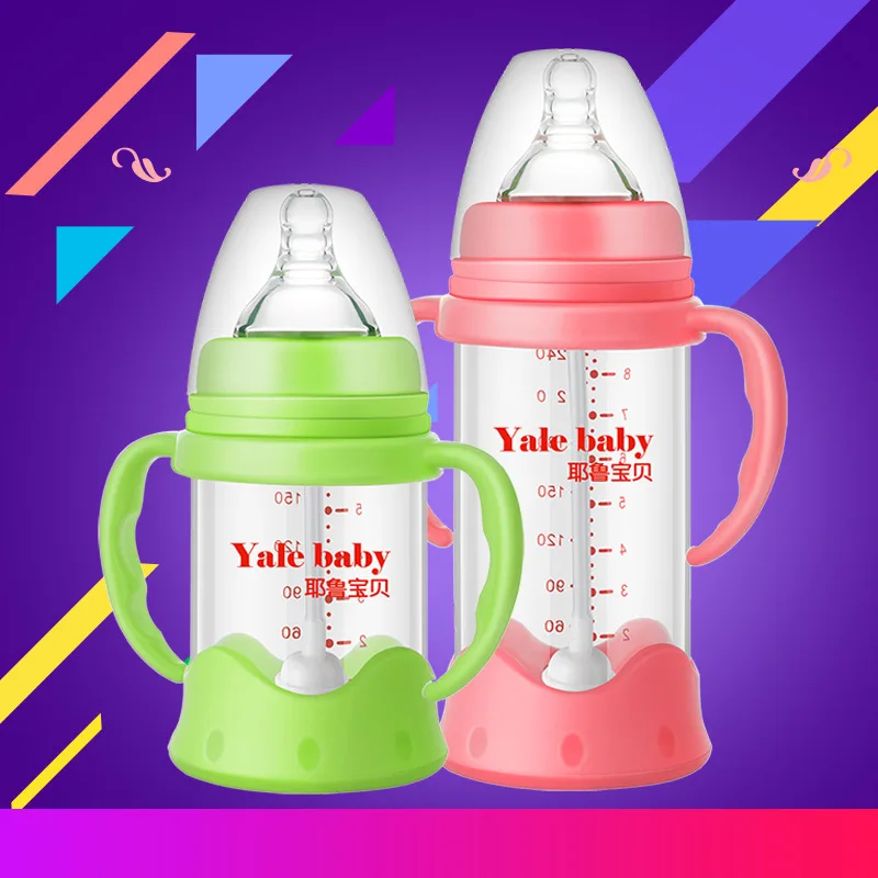 

Infant Glass Feeding Bottles Wide Aperture Explosion-Proof Shatter-resistant Newborns tb Treasure Straw Silicone Protective Slee