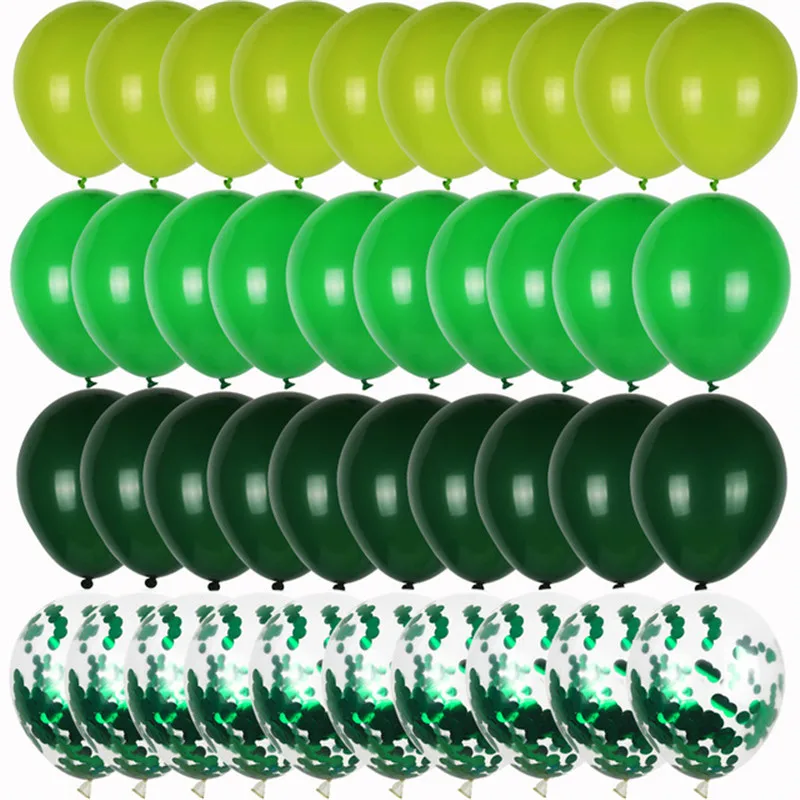 40 uds verde globos de olivo globo Confetti metalizado Ballon selva Safari Animal decoraciones para fiesta de cumpleaños niños globos de aire