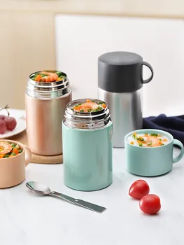 

Convenient Stainless Steel Thermal Insulation Lunch Boxes Portable Braised Beaker Porridge Rice Bucket for Office Workers Woman