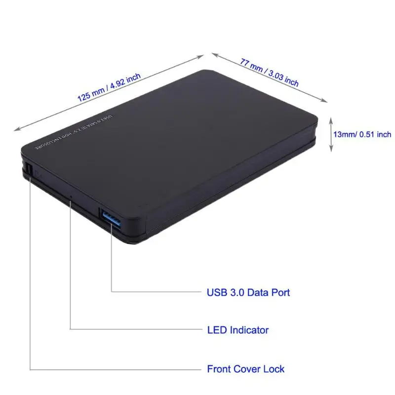 Корпус из алюминиевого сплава USB 3,0 HDD жесткий диск Внешний корпус 2,5 дюйма SATA Поддержка 2,5 ''SATA I/II/III HDD/SSD(до 4 ТБ