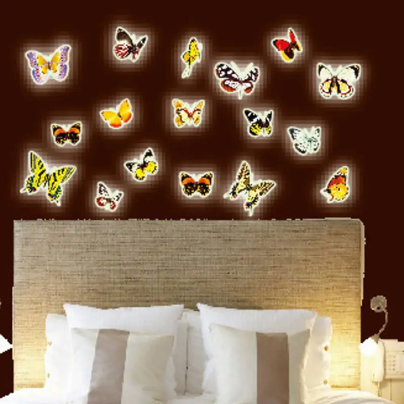 Us 1 5 30 Off Fashion Luminous Butterfies Night Glow Fluorescent Dark Wall Stickers Butterfly Glow Dark Luminous Paste Ceiling Decoration In Wall