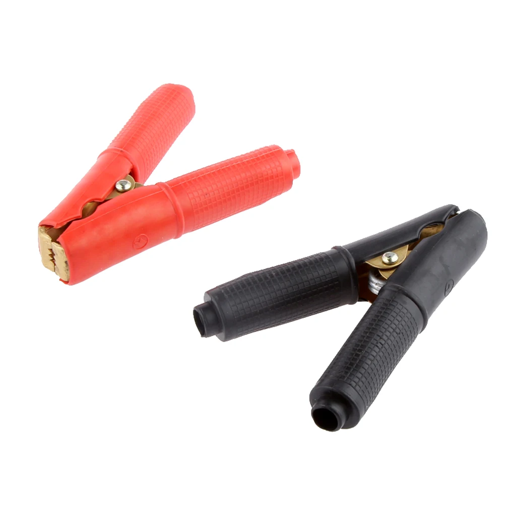 Pair Red/Black 200A Insulated Clamps Copper Car Battery Alligator Test Cable Clip Negative Positive