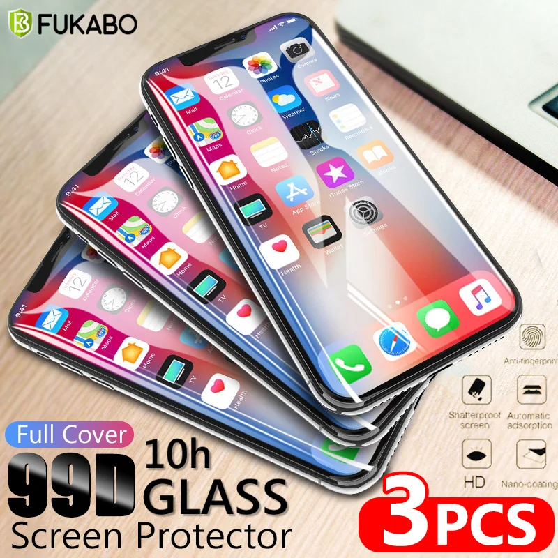 

99D Full Cover Curved Tempered Glass For iPhone XS Max 11 Pro XR Screen Protector For iphone 7 8 6 6s Plus Protection Protective