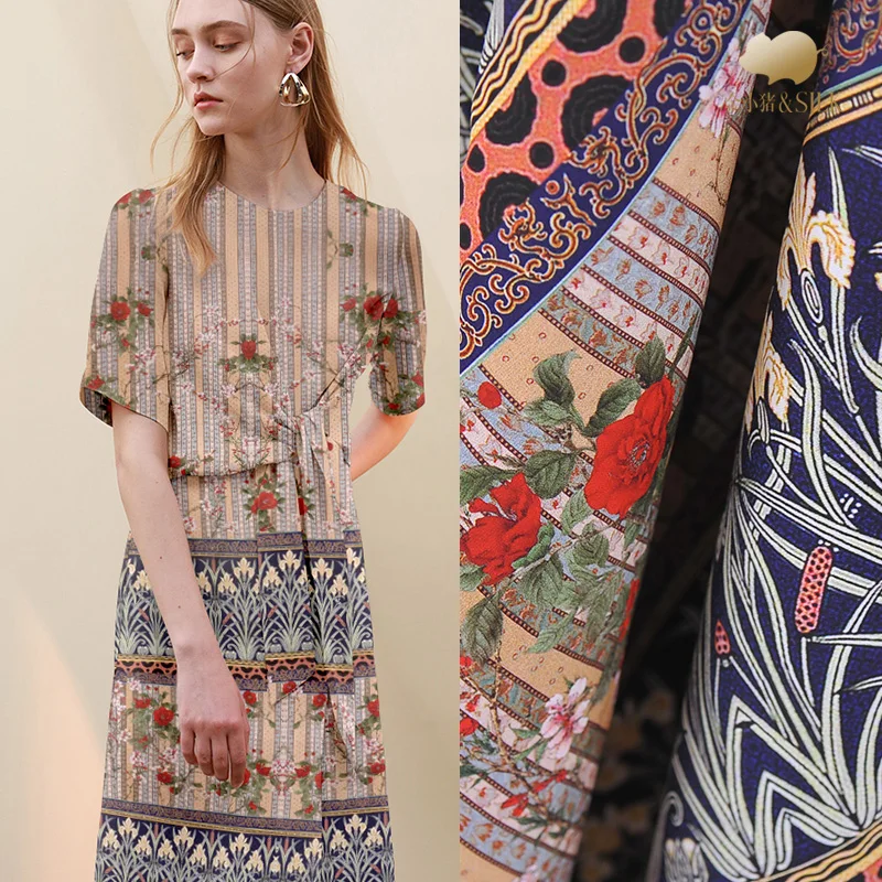 Шелковая ткань с принтом шелк тутового шелкопряда ткани одежда