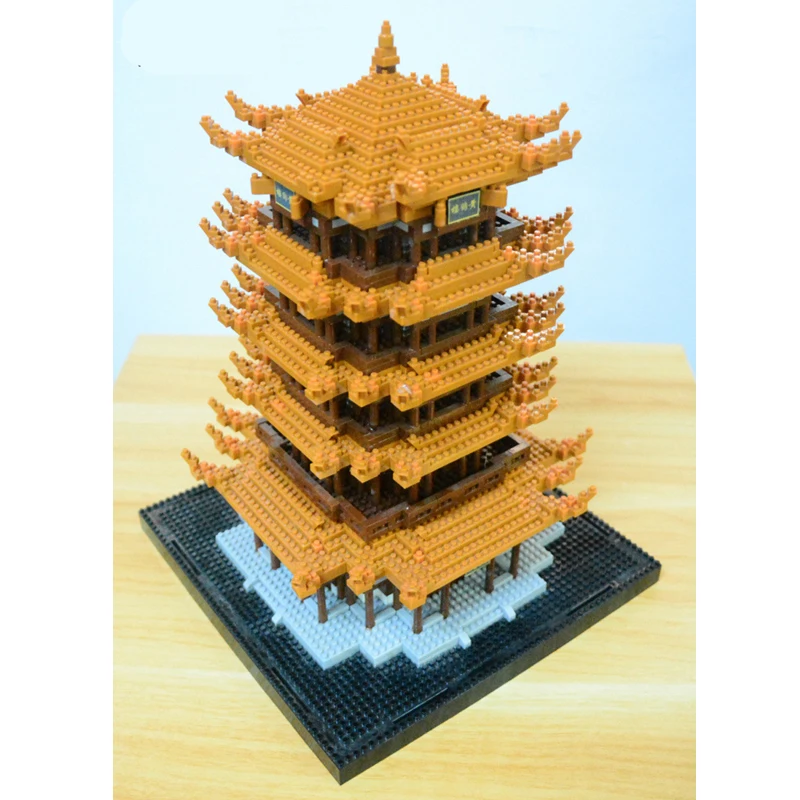 Balody 16068 Китайская древняя архитектурная башня желтого журавля 3D модель DIY Алмаз Мини Строительные маленькие блоки кирпичи игрушка без коробки