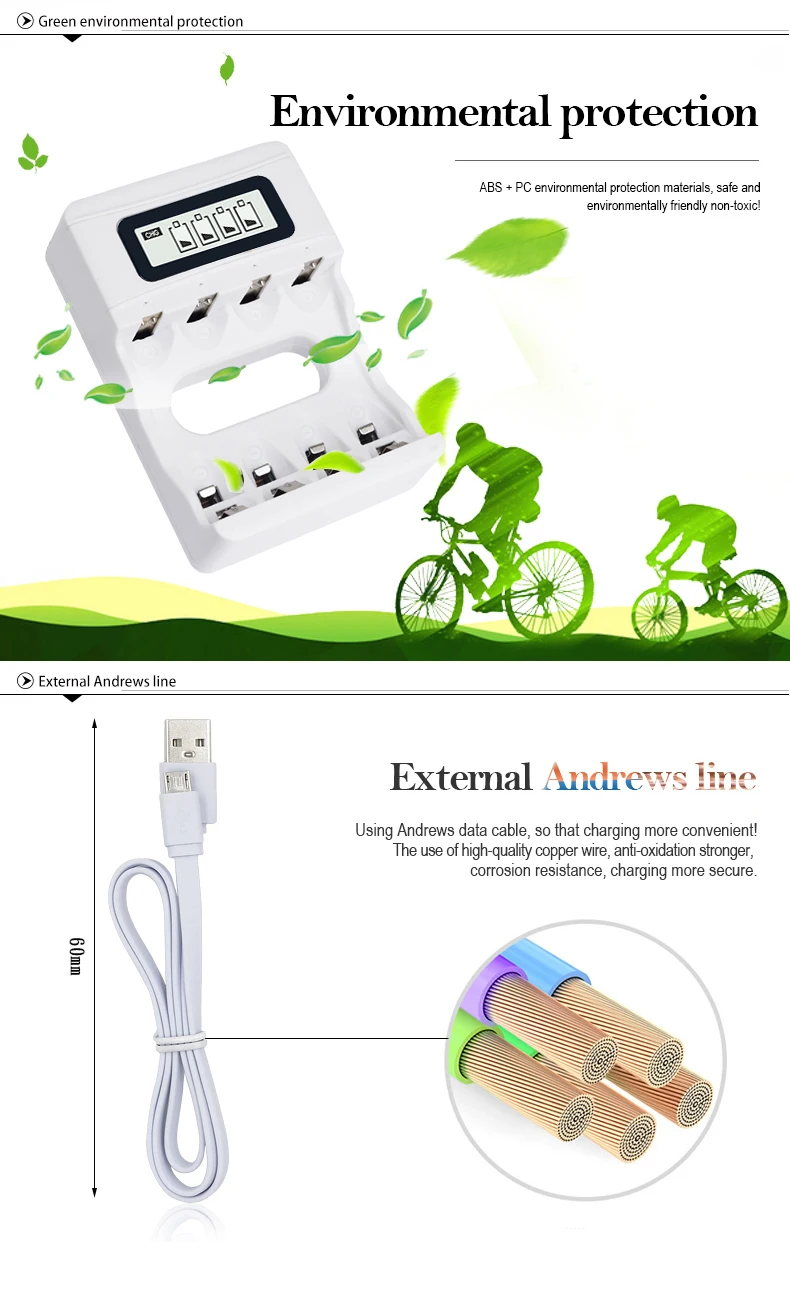 PALO USB lcd умное зарядное устройство для никель-металл-гидридных никель-кадмиевых аккумуляторов AA AAA+ 4 штуки 1,2 в 1100 мА/ч батареи AAA