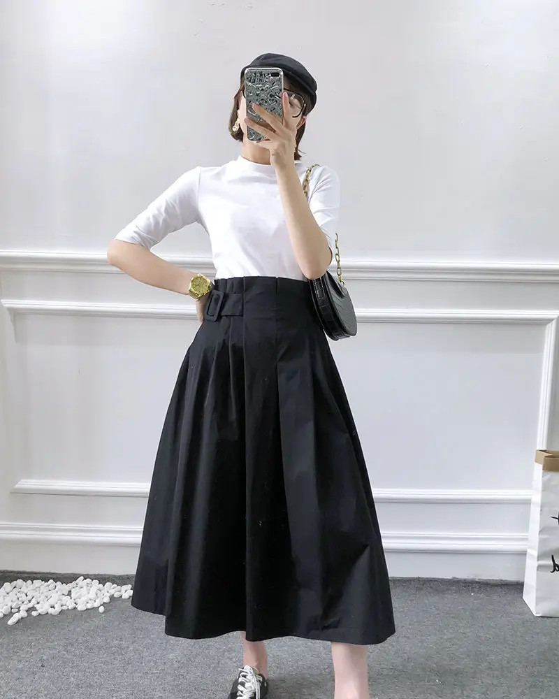 black Bonjean, зимняя женская юбка-бутон с поясом, одноцветная, Anke, длина, повседневная, высокая талия, длинные юбки для женщин, толстая, модная, женская, Falda - Цвет: black