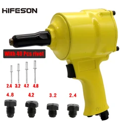 HIFESON – pistolet à riveter pneumatique avec 40 pièces, outil de rivetage automatique pour clous de 2.4mm 3.2mm 4.2mm 4.8mm 
