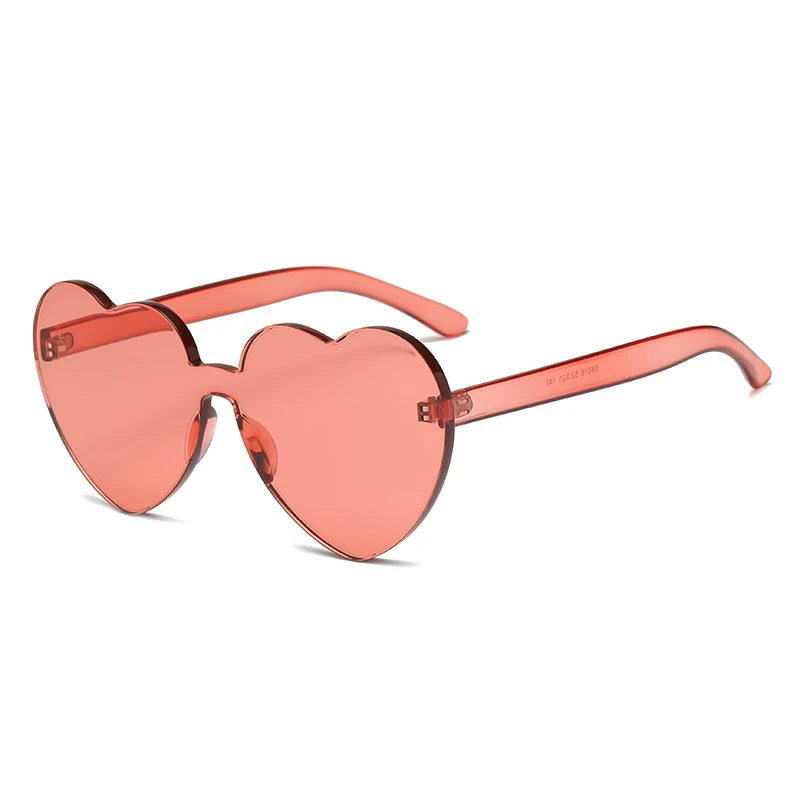 SUMENG солнцезащитные очки в форме сердца, женские солнцезащитные очки с прозрачной оправой, винтажные очки без оправы, UV400 - Цвет линз: 8-Red