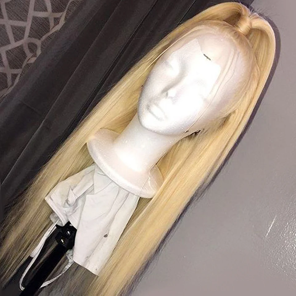 13*4 Омбре#613 блонд парик фронта шнурка человеческих волос парики бразильские Remy прямые волосы прозрачный парик шнурка чистый блонд