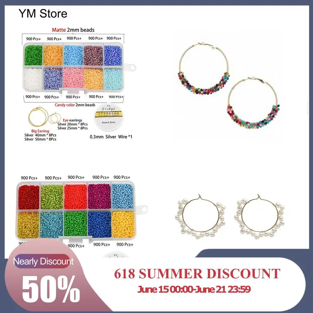 

0.3mm Gold Wire Big Earring Glass Seed Beads Round Loose Spacer Bead Bracelet Necklace For Jewelry Making Accessories