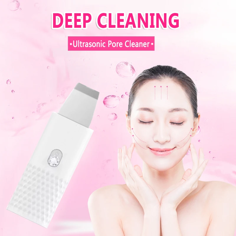 

Ultrasonic Facial Skin Scrubber Ion Deep Face Cleaning Peeling Blackhead Removal Face Peeling Extractor Skin Beauty Device