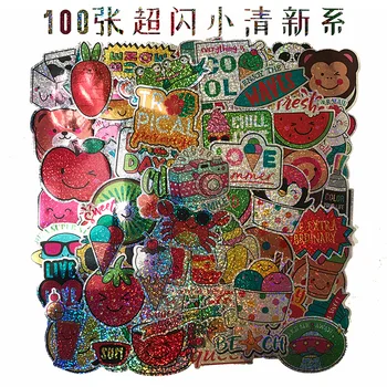 

100pcs Cartoon Laser Stickers For Suitcase Satchel Schoolbag Book Bag Pencil Box Folder Phone Laptop Travel Luggage Cool Decals