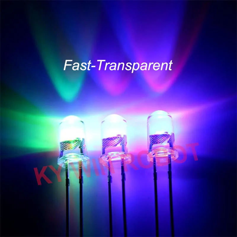 20pcs 5 mm Diffused RGB Rainbow Slow lentement Flasher Red Green Blue a2td 
