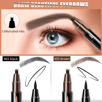 

Professional Fine Sketch Fork Tip Eyebrow Tattoo Pencil Eye Brow Tint 1Pcs Women Two Color Makeup Sketch Liquid Eyebrow Pencil