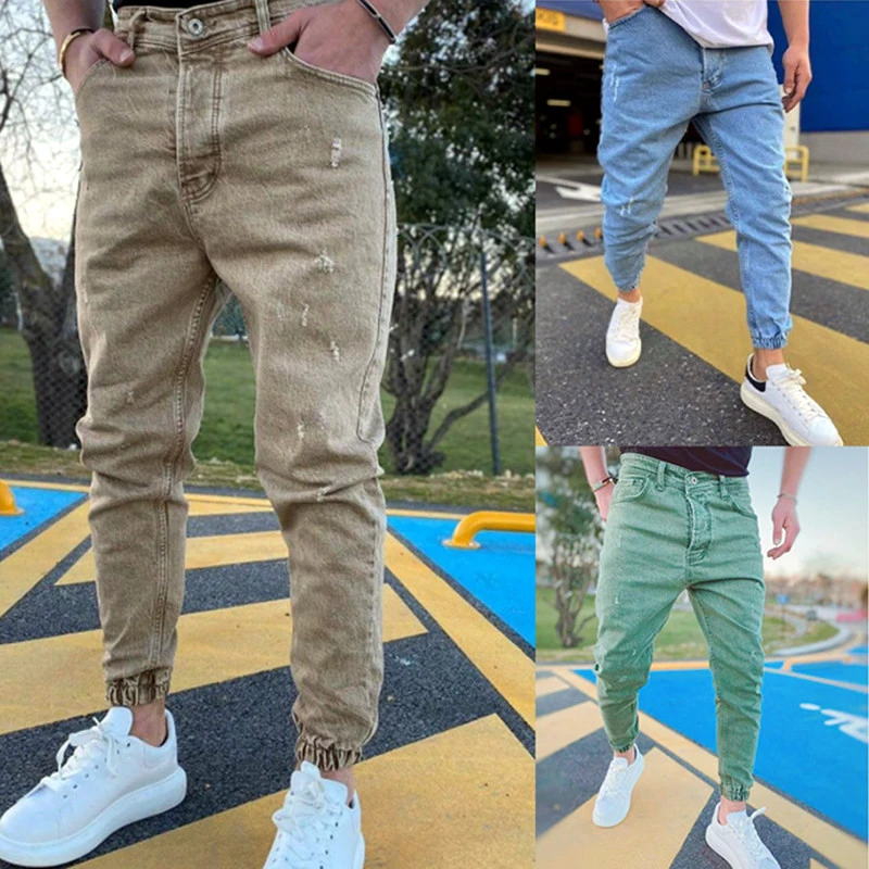 Pantalones vaqueros para hombre, pantalón harén Harajuku de algodón, rayado, informal, hop, 2021|Pantalones vaqueros| - AliExpress