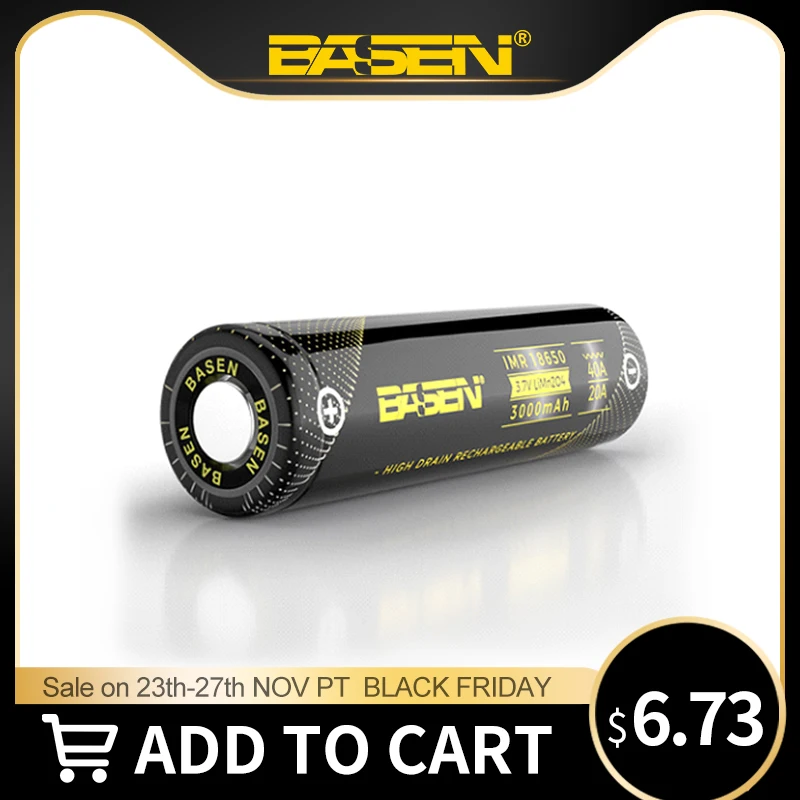 BASEN B30 3 7 V 18650 3000 мА/ч Перезаряжаемые Батарея высокое 20A разрядки для фонарик