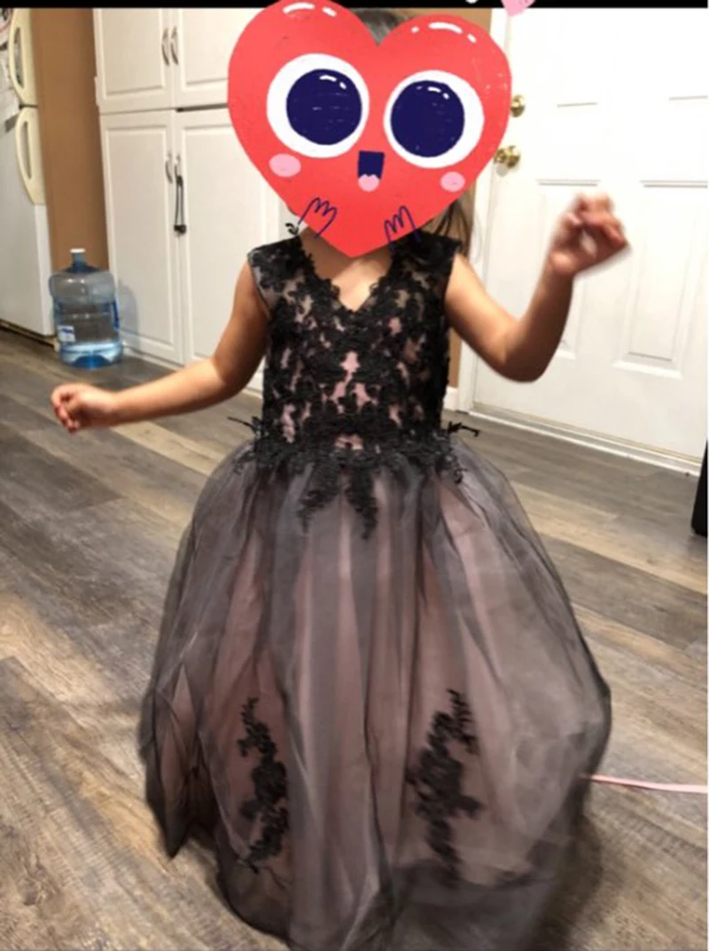 Черные Бальные платья с треугольным вырезом длина до пола кружевное платье