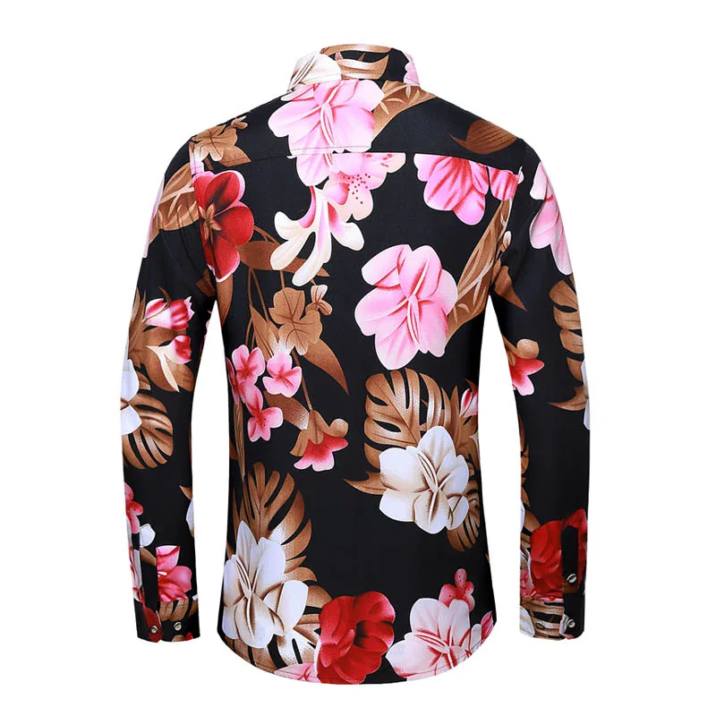 45 кг-120 кг Гавайские рубашки с цветочным принтом мужские осенние рубашки с длинными рукавами на пуговицах Большие размеры 5XL 6XL 7XL мужская блузка