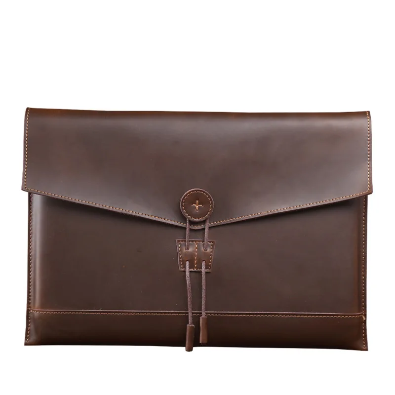 Мужская винтажная Сумка-конверт из натуральной кожи, мужские портфели, сумка для компьютера 13 15 15,4 дюймов, деловая офисная работа 058 - Цвет: 11.6inches
