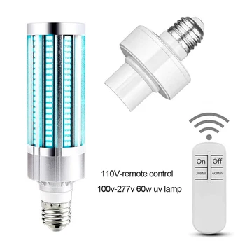 

2020 Newest 60W UV germicidal light Led UVC Light Bulb E27 esterilizador uvRemote Control timing Killing Virus Mite Bacteria