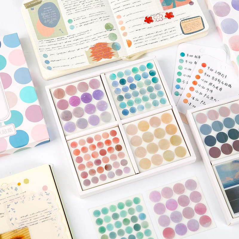 Watercolor Polka Dot Sticker Bullet Journaling Accessories Scrapbooking DIY Color Label Washi Sticker Stationery 100 Sheets