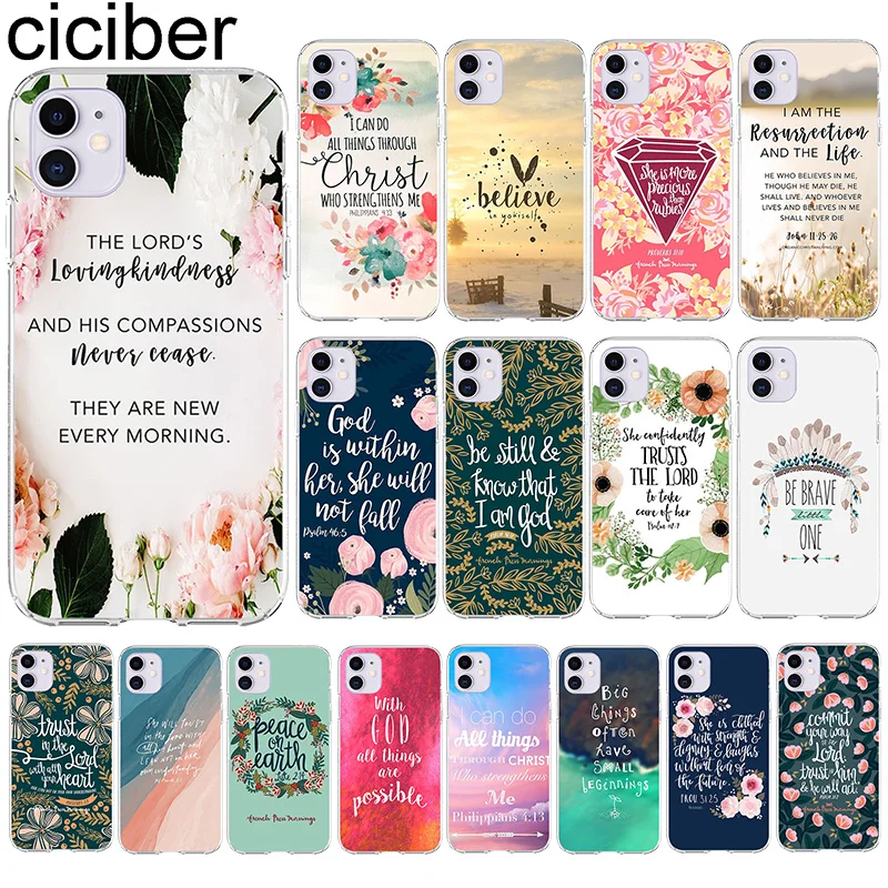 

ciciber bible Quotes Phone Case For Iphone 11 Case For iPhone XR 11 Pro 7 X XS MAX 8 6 6S Plus 5S SE Silicone Funda Coque Cover