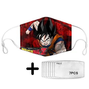 

Mask Anime Dragon Ball Pattern Mask For Mouth And Nose Anti Dust Anti Droplet Washable Protective Face Shield With 7pcs Filter