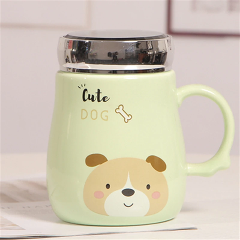 Creative Mug heat-resistant cartoon with lid cup coffee ceramic mugs children cup office girl gift