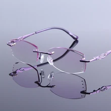 Женские очки для чтения, тонированная оправа без оправы, очки для пресбиопии, градиентные линзы, женские роскошные стразы, очки для дальнозоркости