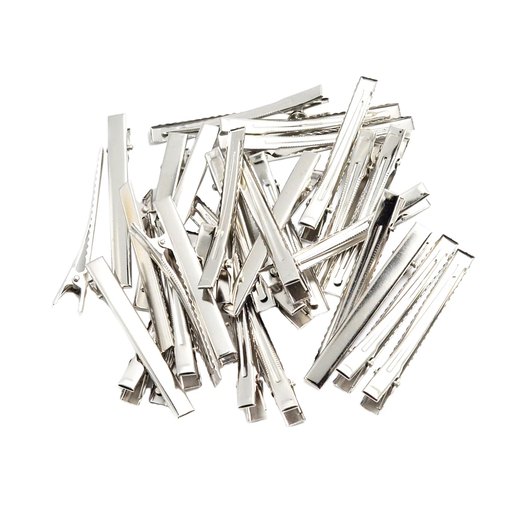 30 Pieces 7.6CM Silver Iron Alligator Teeth Prongs Clips Hair Pins Hair Bows