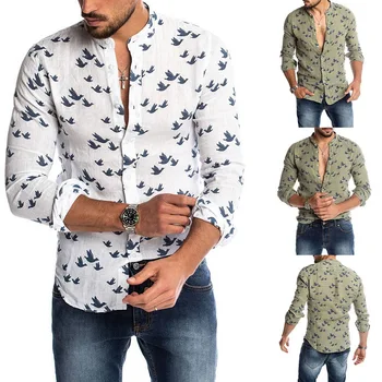 

Summer White Slim Hawaiian Printed Men's Shirt New European Style Short Sleeve Shirt Men Brand Fashion Casual Shirts