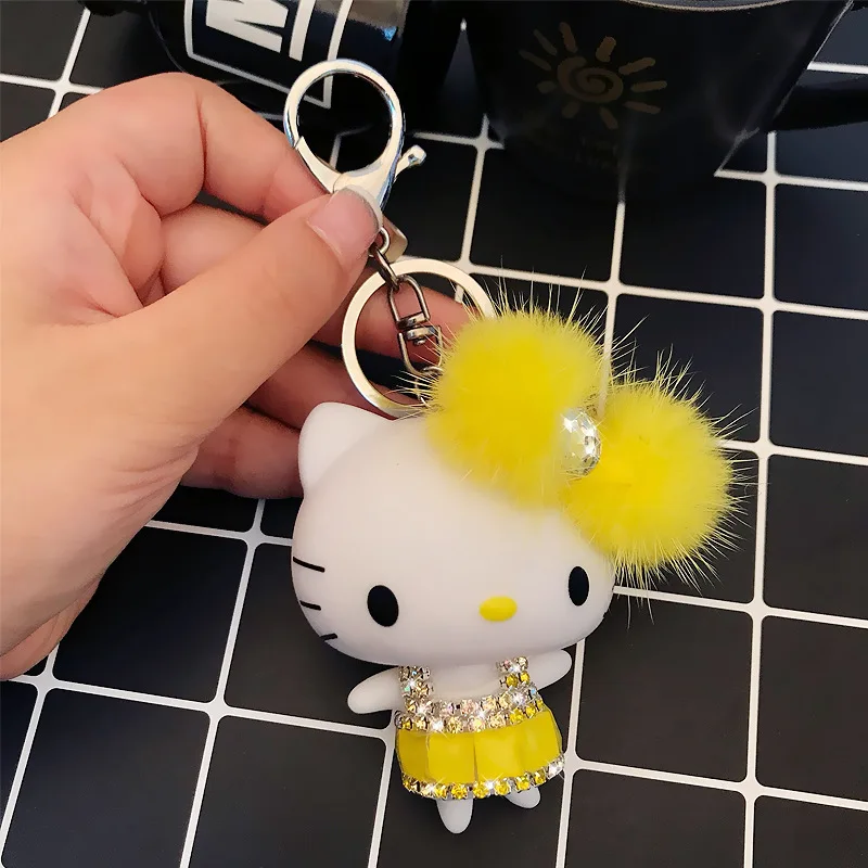 Милый брелок hello kitty для ключей женский держатель для ключей аниме Kt Cat Детский брелок-игрушка цепь автомобильный брелок на запястье веревка Подарочная цепочка для ключей - Цвет: Type 2