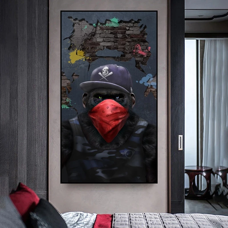 Canvas Poster 3 Monkeys Poster Cool Graffiti Street Art Canvas Painting Wall Art for Living Room Home Decor Posters and Prints