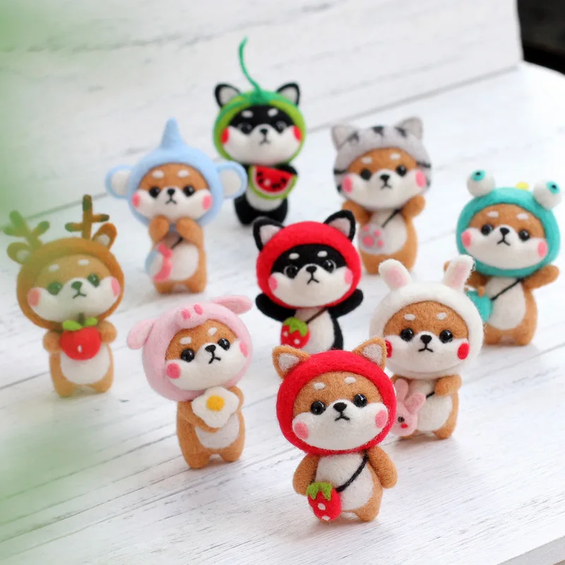 

Non-Finished Accessories Felt Poke DIY Cute Pets Cat Dog Wool Felt Package Material Poked Kitting Toys Dolls Needle Felting Kits