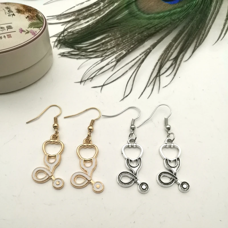 

New 28*15mm Drip Oil Jewelry Design Jewelry, Medical Tools, Stethoscope, Earrings, Nurses, Doctors, Student Gifts, Souvenirs,