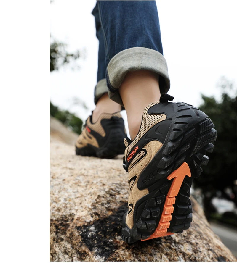 Мужская уличная спортивная обувь для пешего туризма дышащая Нескользящая износостойкая обувь для путешествий модные трендовые Нескользящие прогулочная обувь
