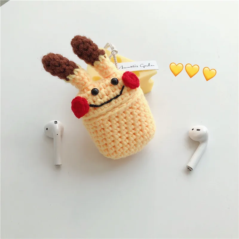 Style 8 Милая шерстяная ткань чехол для Apple Airpods чехол с изображением мультяшного кролика ткань наушник с Bluetooth силиконовый чехол для airpod 2 1 коробка сумка - Цвет: Style 8