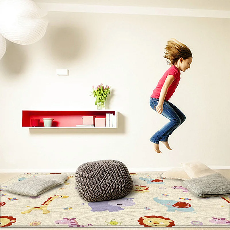 Детский подвижный коврик, двухсторонний мультяшный коврик для ползания в гостиную, 180*150*0,5 см, экологически чистый развивающий Сенсорный дизайн, Детский ковер