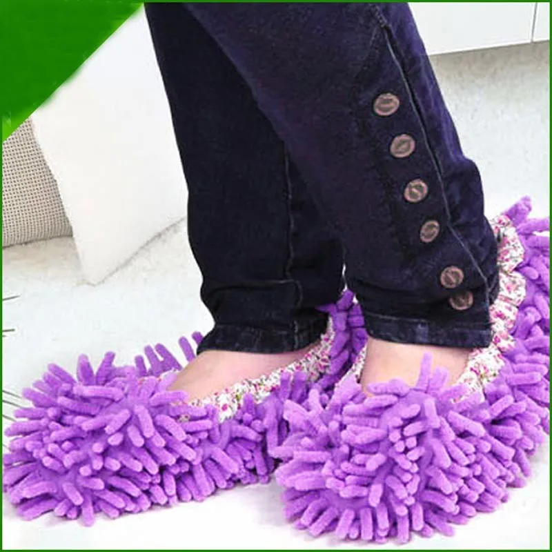 - Soft Reusable Microfiber Foot Socks Floor Cleaning Tool Shoe Cover Purple 2 Pieces Dusenly Mop Slippers 1 Pair