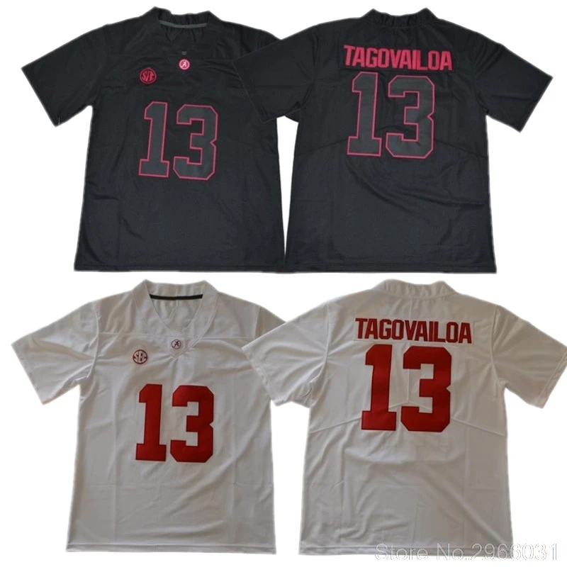 Мужская майка Alabama Tagovailoa 13 для колледжа, белый, красный, черный, сшитая, размер S-3XL